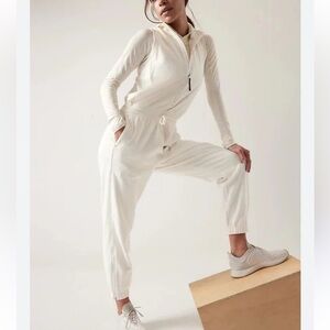 NWT Athleta x Allyson Felix Legend Triumph Jumpsuit Ivory Women's size Small